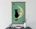 La Luna Cat And Moon Card Canvas Wall Hanging Tapestry Yeats Inspired Feline Decor by My Store