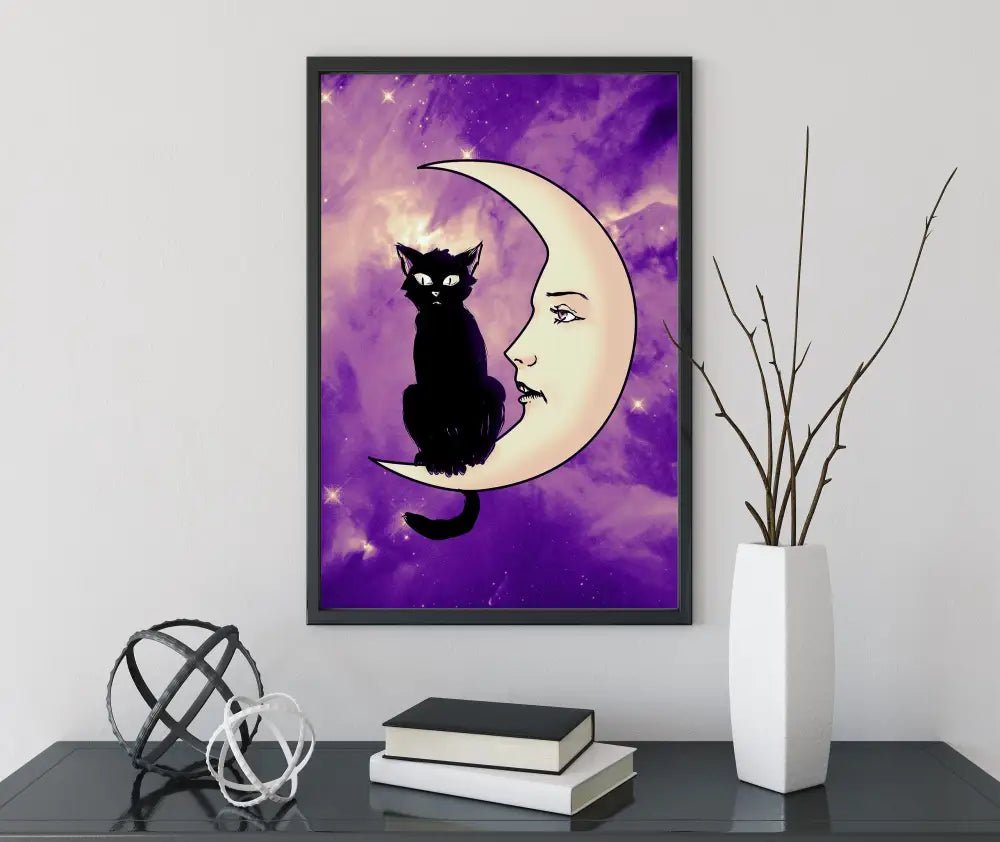 La Luna Cat Card Moon Print No Frame Art For Cat Lovers by My Store