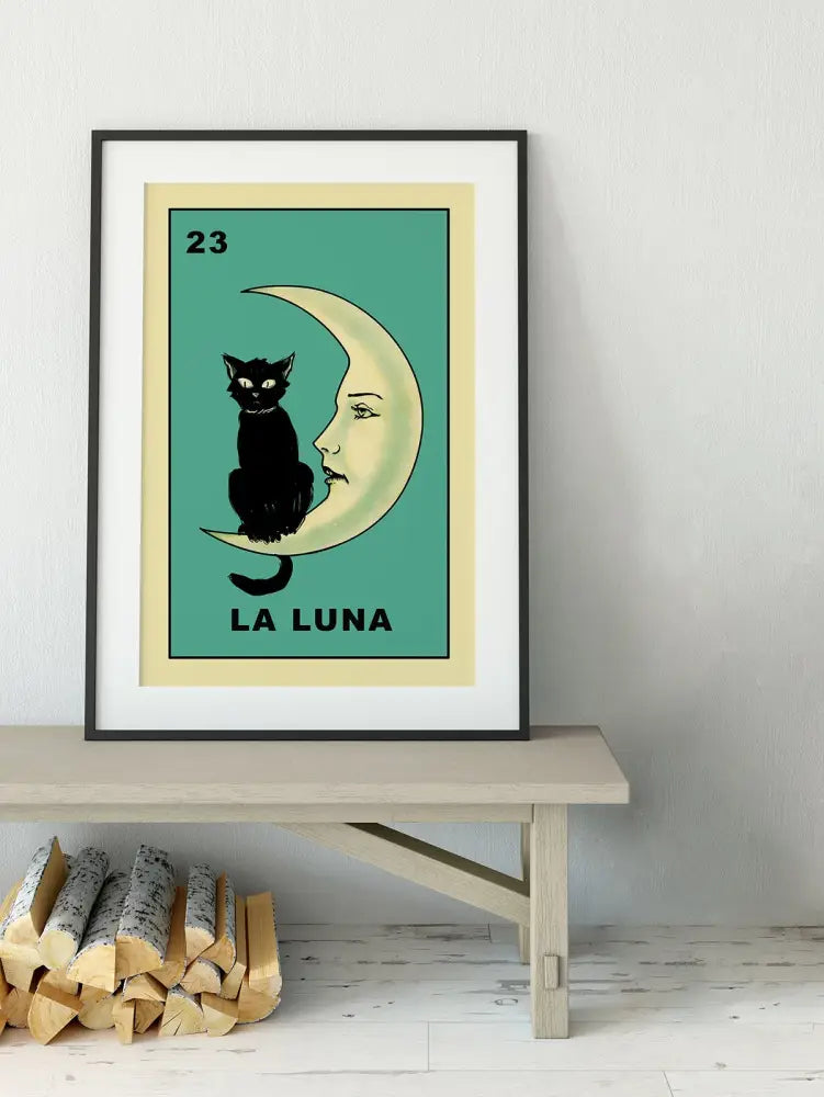 La Luna Cat Card Moon Print No Frame For Cat Lovers by My Store