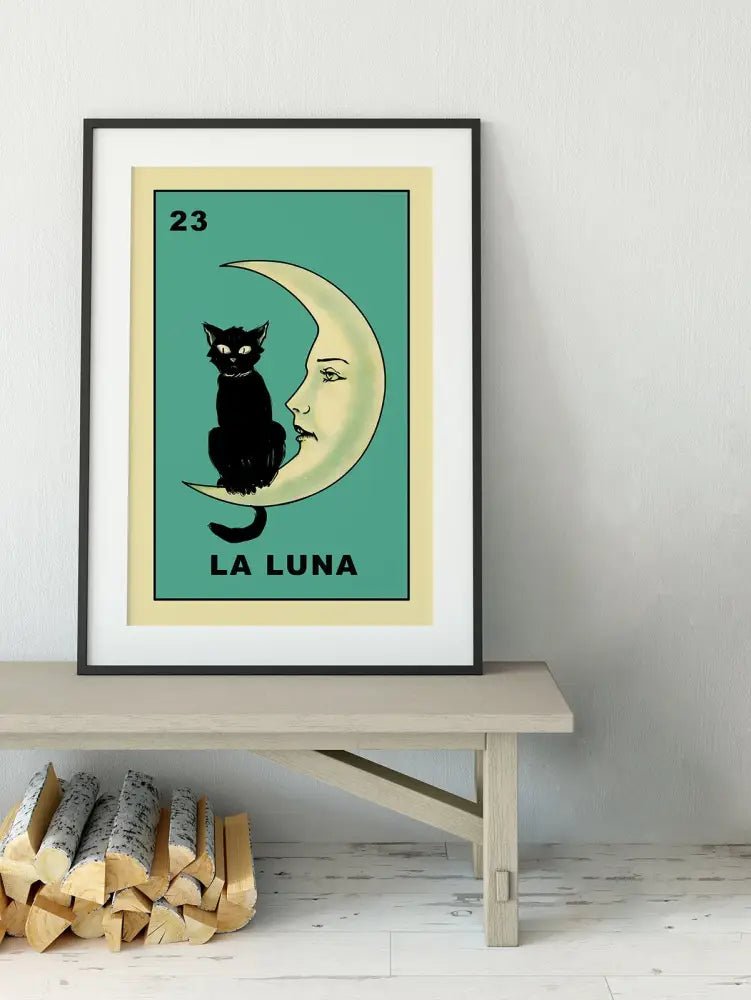 La Luna Cat Card Moon Print No Frame For Cat Lovers by My Store