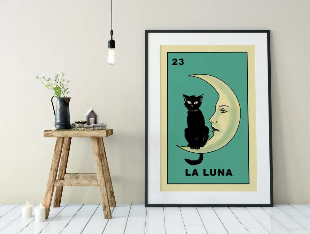 La Luna Cat Card Moon Print No Frame For Cat Lovers by My Store