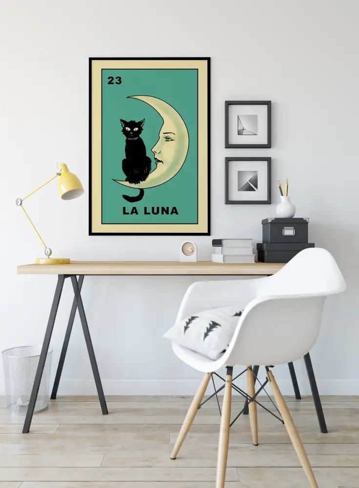 La Luna Cat Card Moon Print No Frame For Cat Lovers by My Store