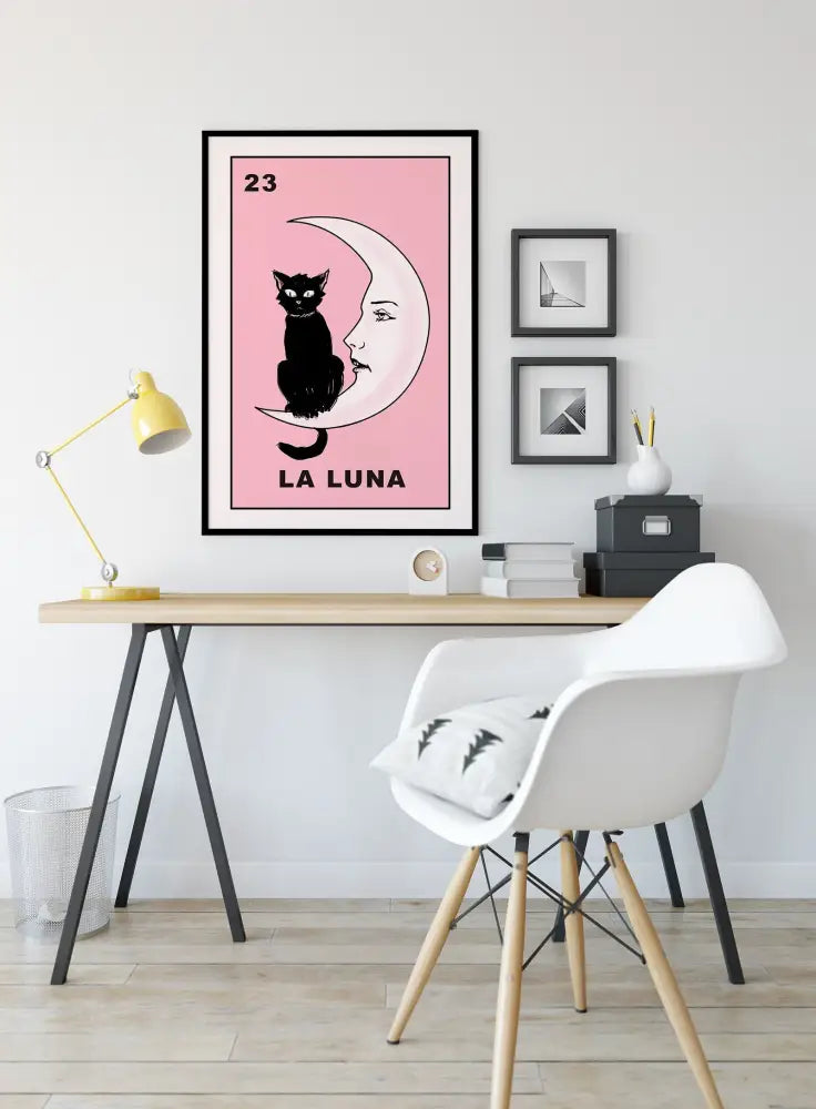 La Luna Cat Moon Print No Frame Art Piece Inspired By The Cat And The Moon Poem Edition by My Store