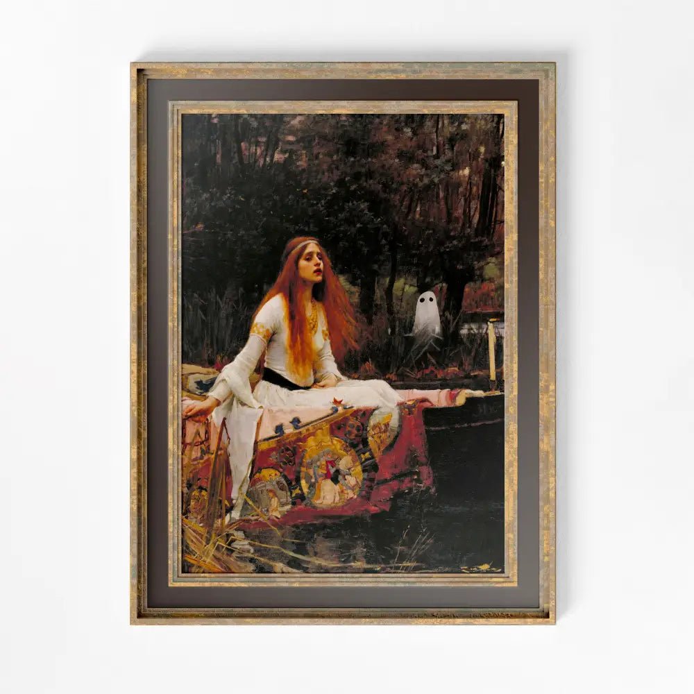 Lady Of Shalott Print With Ghost Vintage Bohemian Wall Art Large Gilded Goddess Portrait by My Store