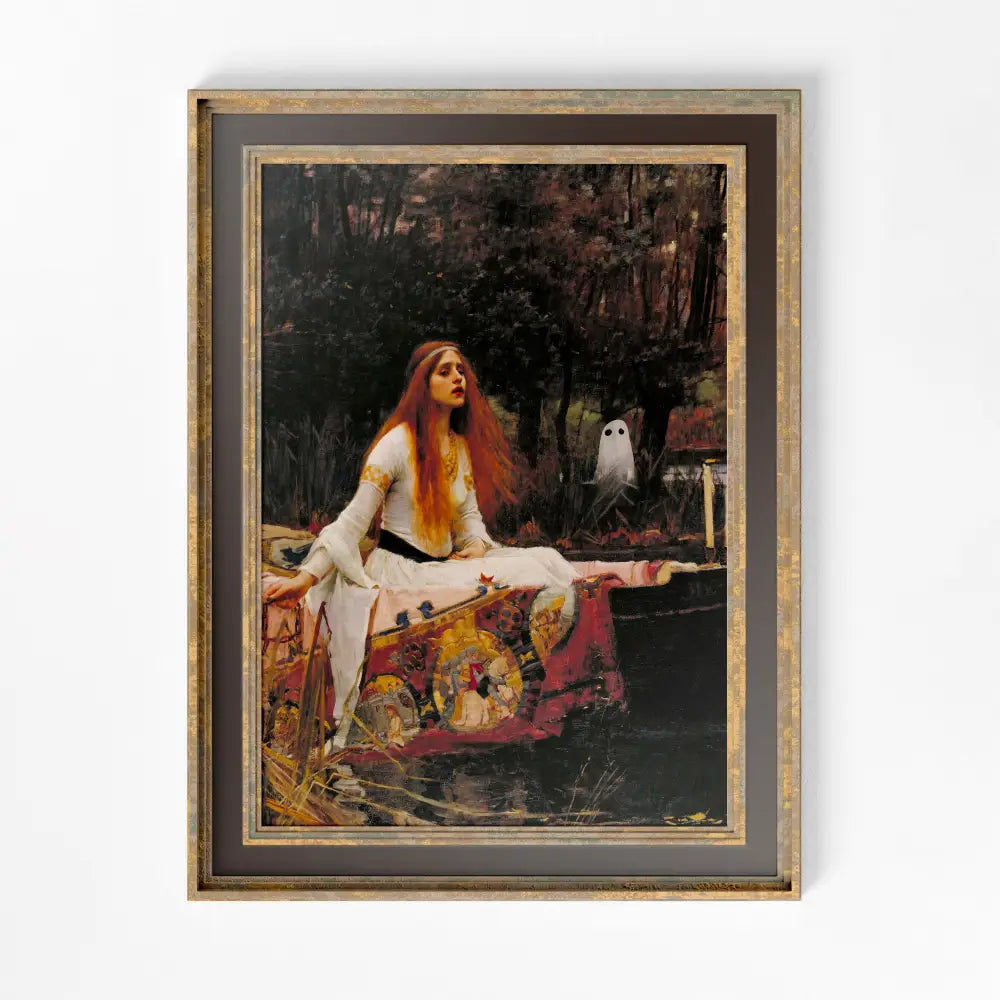 Lady Of Shalott Print With Ghost Vintage Bohemian Wall Art Large Gilded Goddess Portrait by My Store