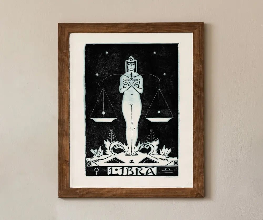 Libra Zodiac Sign Poster Vintage Art Print Mid Century Modern Wall Decor For Astrology Enthusiasts by My Store