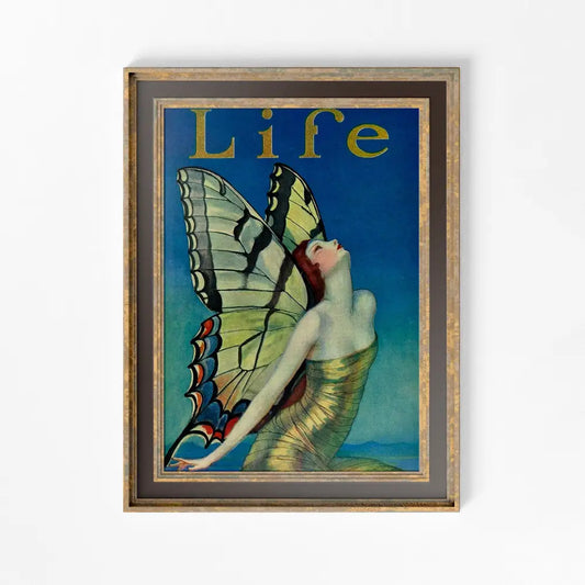 Life Magazine Flapper Print Butterfly Lady Artwork Large Vintage Boho Wall Decor For Elegant Home Styling by My Store