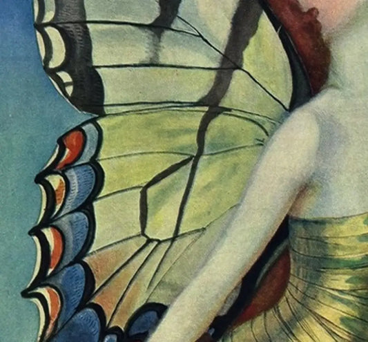 Life Magazine Flapper Print Butterfly Lady Artwork Large Vintage Boho Wall Decor For Elegant Home Styling by My Store