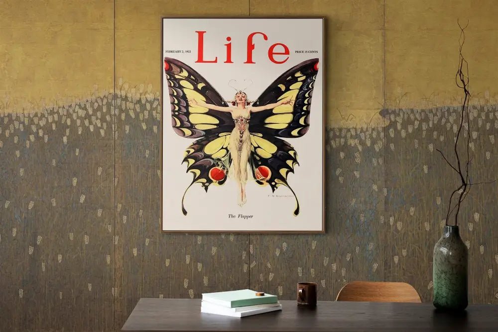 Life Magazine Flapper Print Butterfly Lady Poster Art Large Bohemian Elegant Wall Decor by My Store