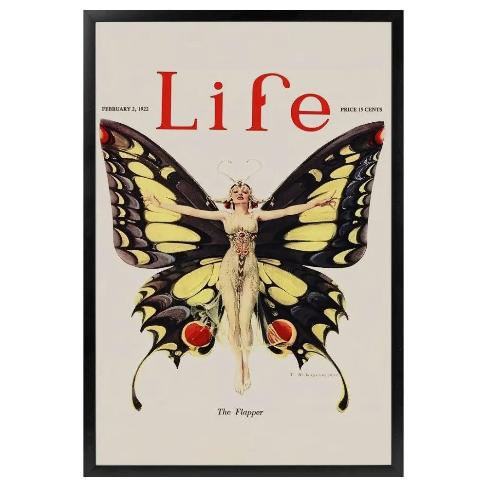 Life Magazine Flapper Print Butterfly Lady Poster Art Large Bohemian Elegant Wall Decor by My Store