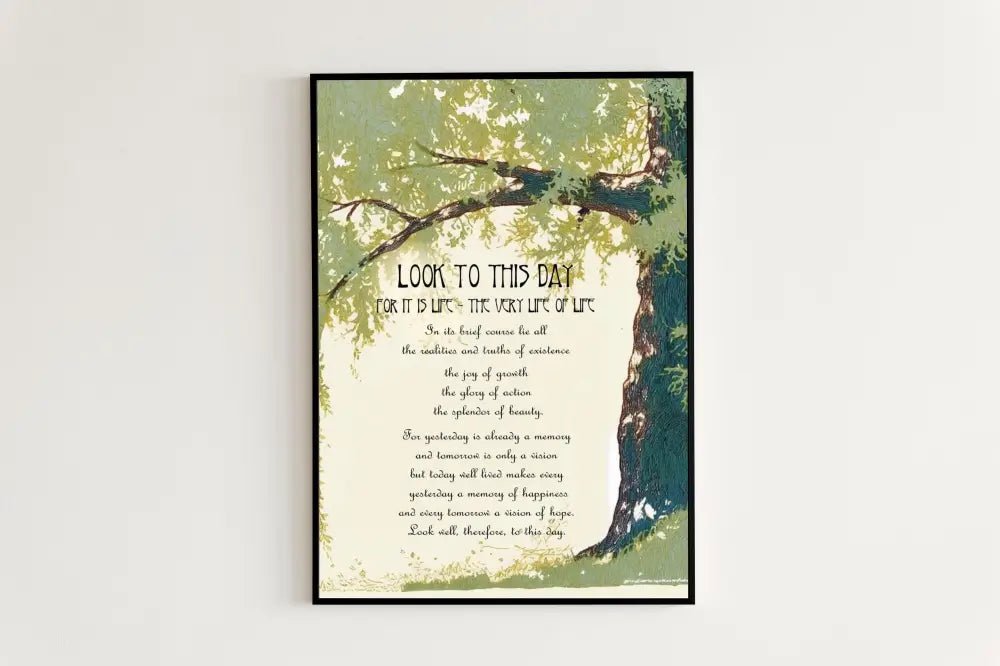 Look To This Day Poem Print Vintage Sanskrit Wall Art Inspiring Home Decor For Living Rooms And Offices by My Store