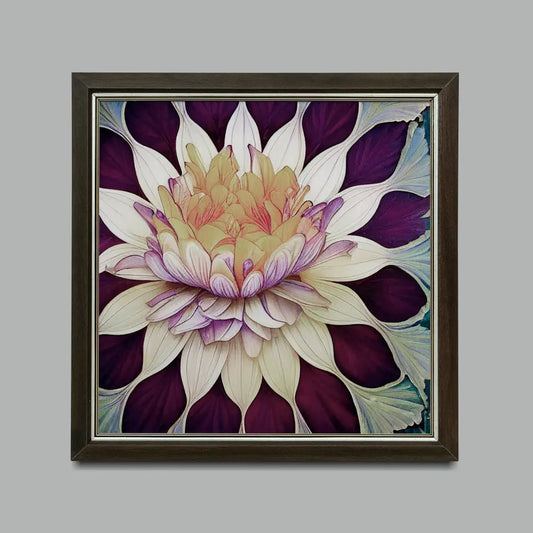 Lotus Flower Painting in Purple and Neutral - Art Nouveau Style by DesignBohemian