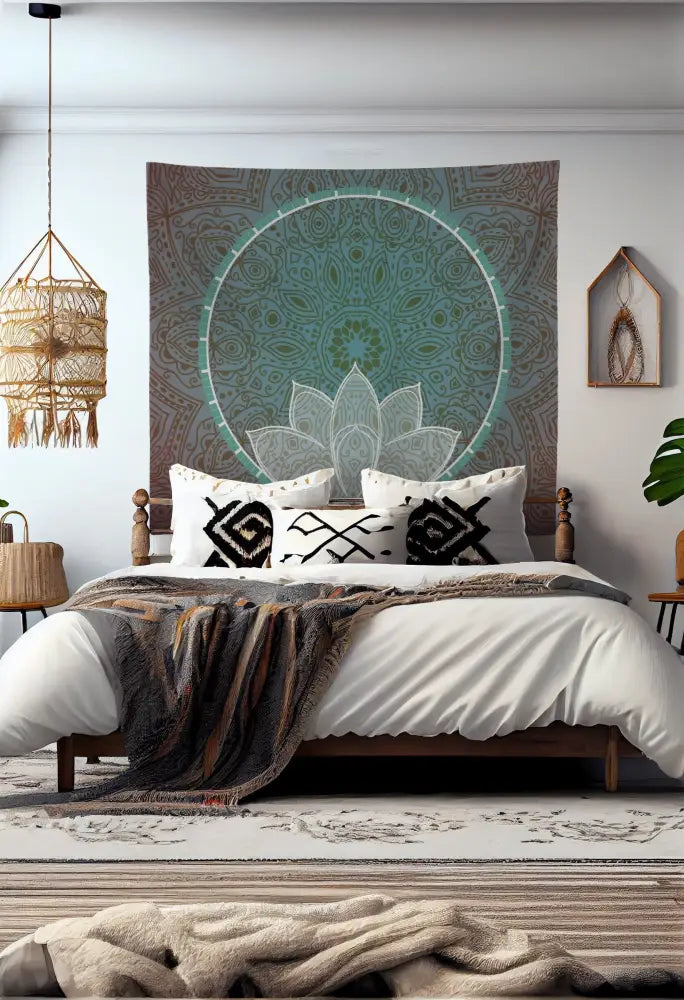 Lotus Mandala Tapestry Wall Hanging Art Meditation Yoga Buddha Hippie by DesignBohemian