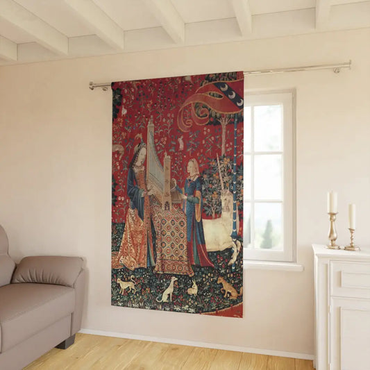 Medieval Themed Window Curtains, Vintage Decorative Drapes, Bohemian Home Decor, Art Fabric Panels, Unique Living Room Accent - DesignBohemian