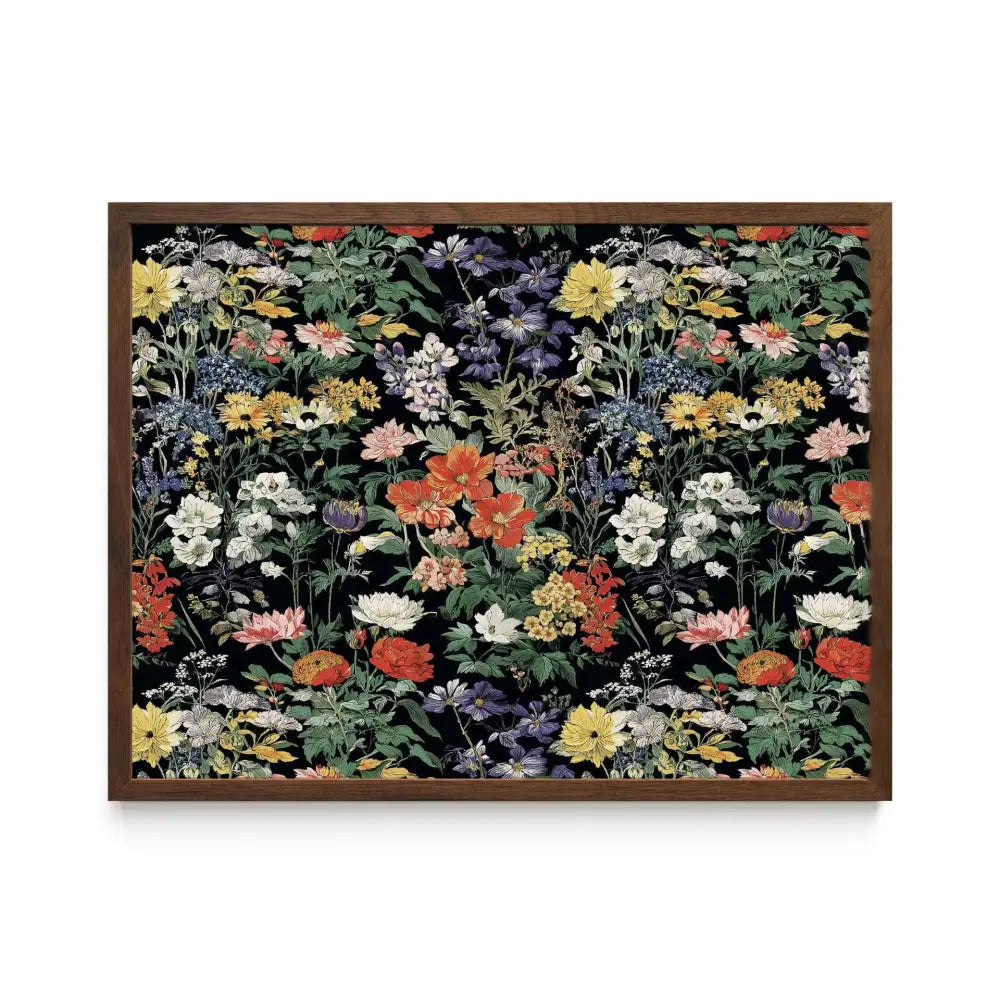 Millot Black Floral Framed Print - Botanicals - Colorful Floral Framed 4x6 • Natural Oak
