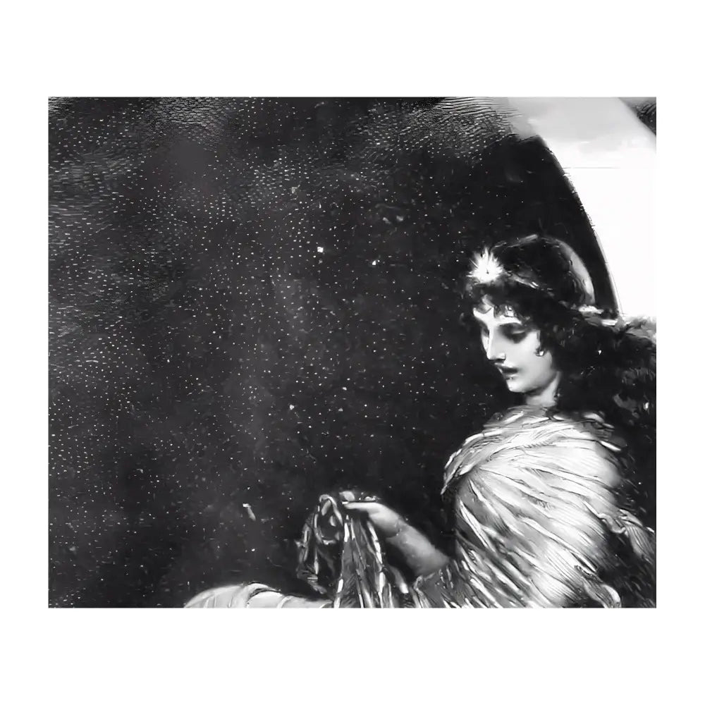 Moon Goddess Art Print Black And White Vintage Nouveau Premium Archival Matte Paper by DesignBohemian