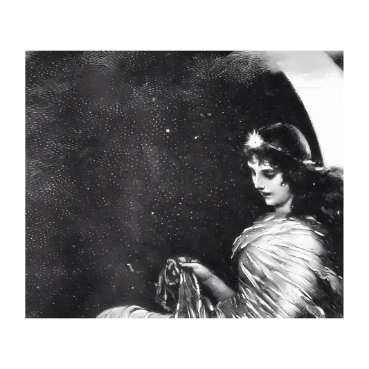 Moon Goddess Art Print Black And White Vintage Nouveau Premium Archival Matte Paper by DesignBohemian