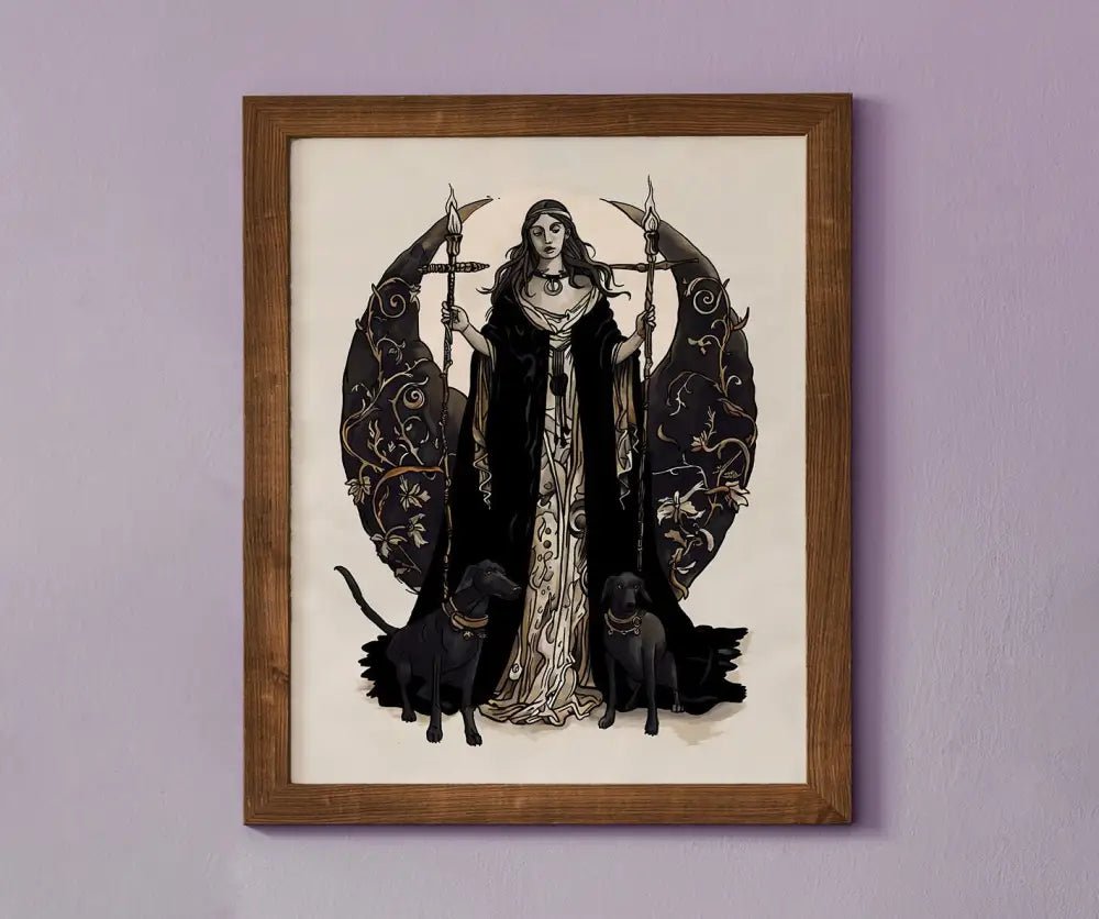 Moon Goddess Hecate Poster No Frame Witchy Art Print For Wiccan Decor And Spiritual Home by My Store