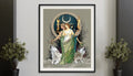 Moon Goddess Hecate Poster Painted Wiccan Tapestry No Frame Enchanted Wall Art For Mystical Decor by My Store