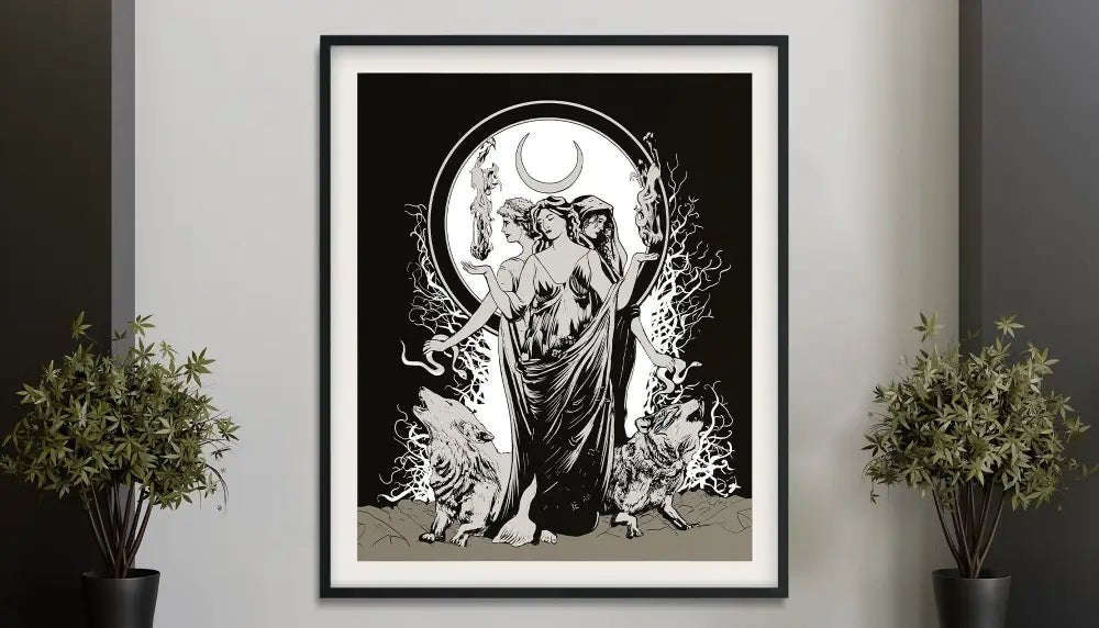 Moon Goddess Hecate Poster Painted Wiccan Tapestry Print by My Store