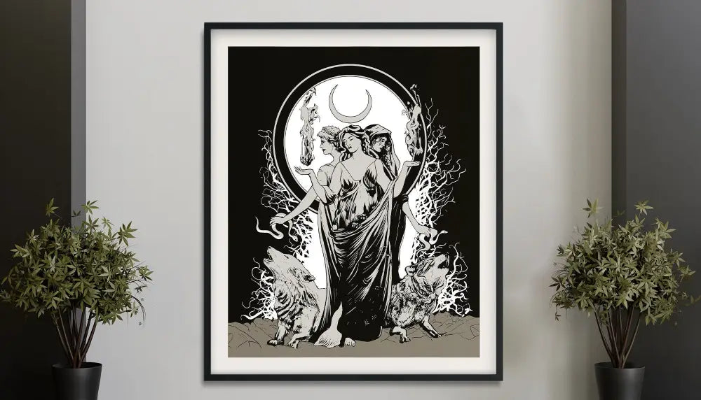 Moon Goddess Hecate Poster Painted Wiccan Tapestry Print by My Store