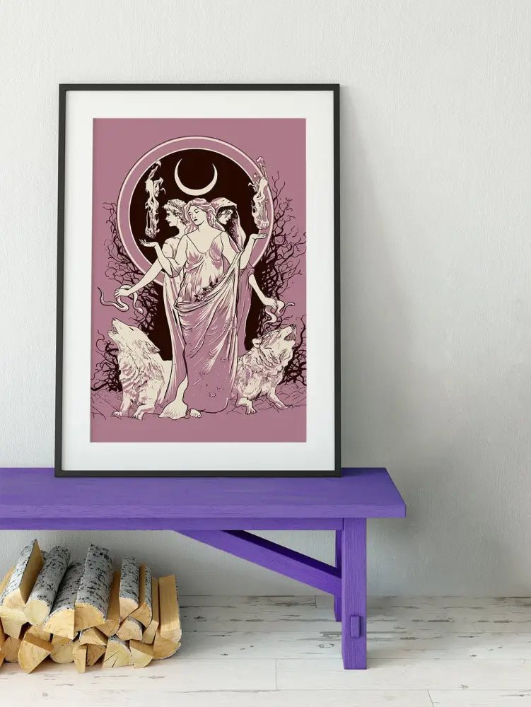 Moon Goddess Hecate Poster Violet Wiccan Tapestry No Frame by My Store