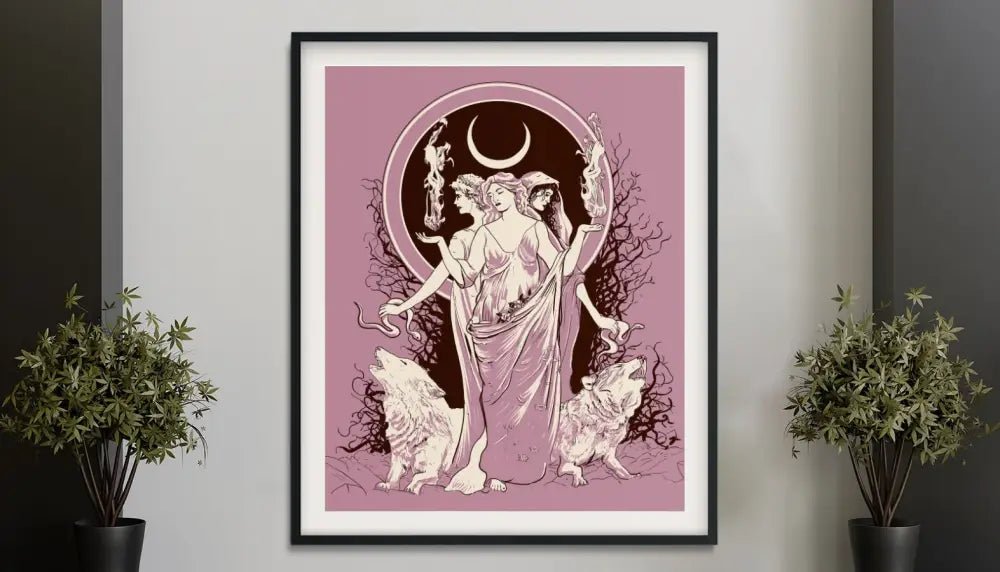 Moon Goddess Hecate Poster Violet Wiccan Tapestry No Frame by My Store