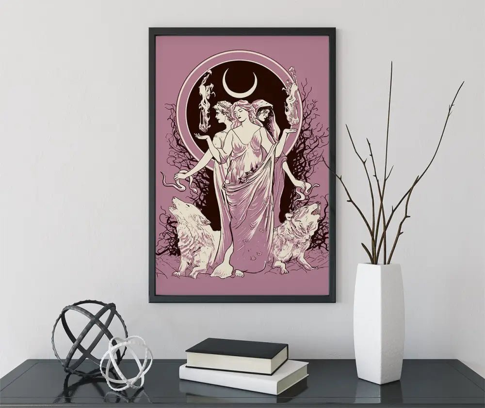 Moon Goddess Hecate Poster Violet Wiccan Tapestry No Frame by My Store