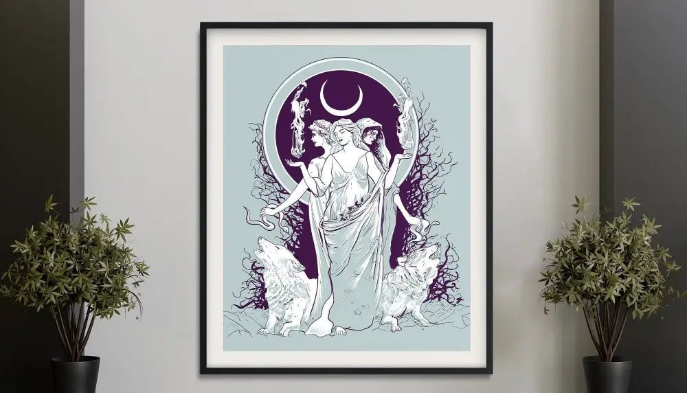 Moon Goddess Hecate Poster Wiccan Tapestry No Frame by My Store
