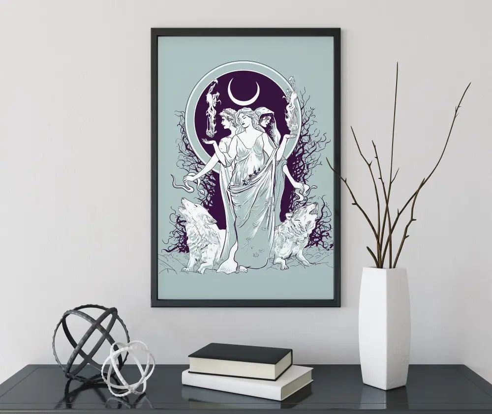 Moon Goddess Hecate Poster Wiccan Tapestry No Frame by My Store