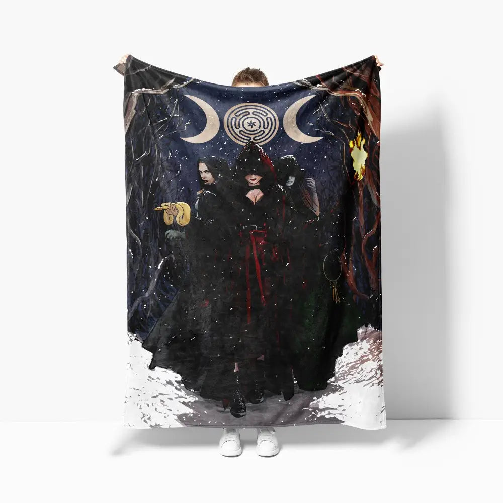 Moon Goddess Plush Velvet Blanket Hecate Fleece Throw Double Thick Cozy Home Decor by My Store