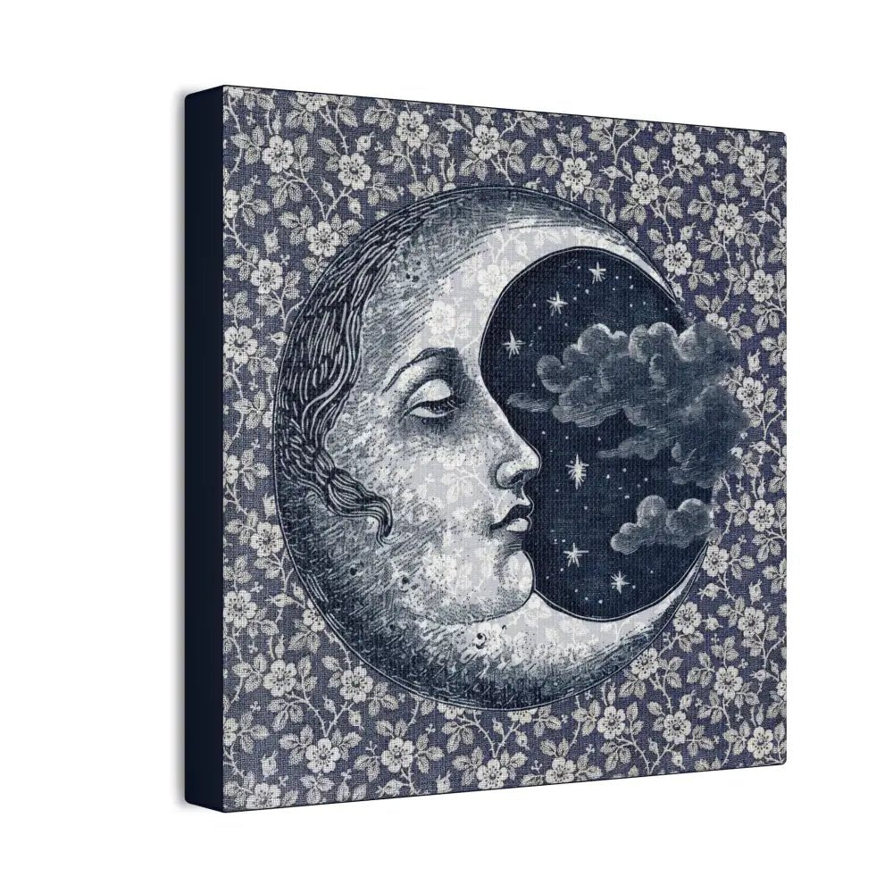 Moon Phase Canvas Wall Art, Celestial Home Decor, Night Sky Artwork, Floral Design Print, Gift for Dreamers - DesignBohemian