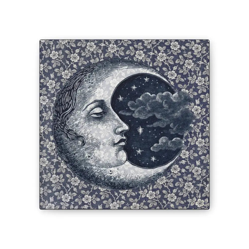 Moon Phase Canvas Wall Art, Celestial Home Decor, Night Sky Artwork, Floral Design Print, Gift for Dreamers - DesignBohemian