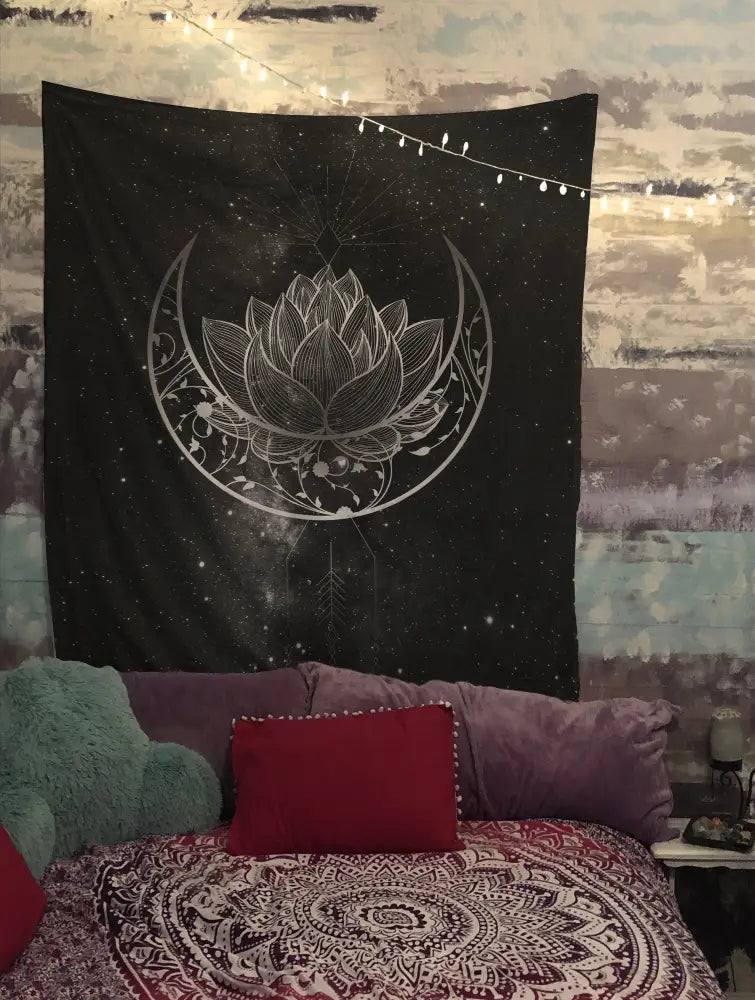 Moon Tapestry: Gothic Black Home Decor Wall Hanging by DesignBohemian