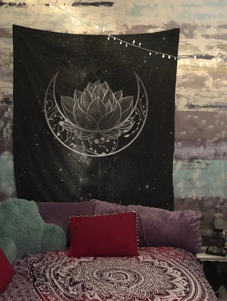 Moon Tapestry: Gothic Black Home Decor Wall Hanging by DesignBohemian