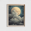 Moon With Face Sky Painting Cute Nursery Print by My Store