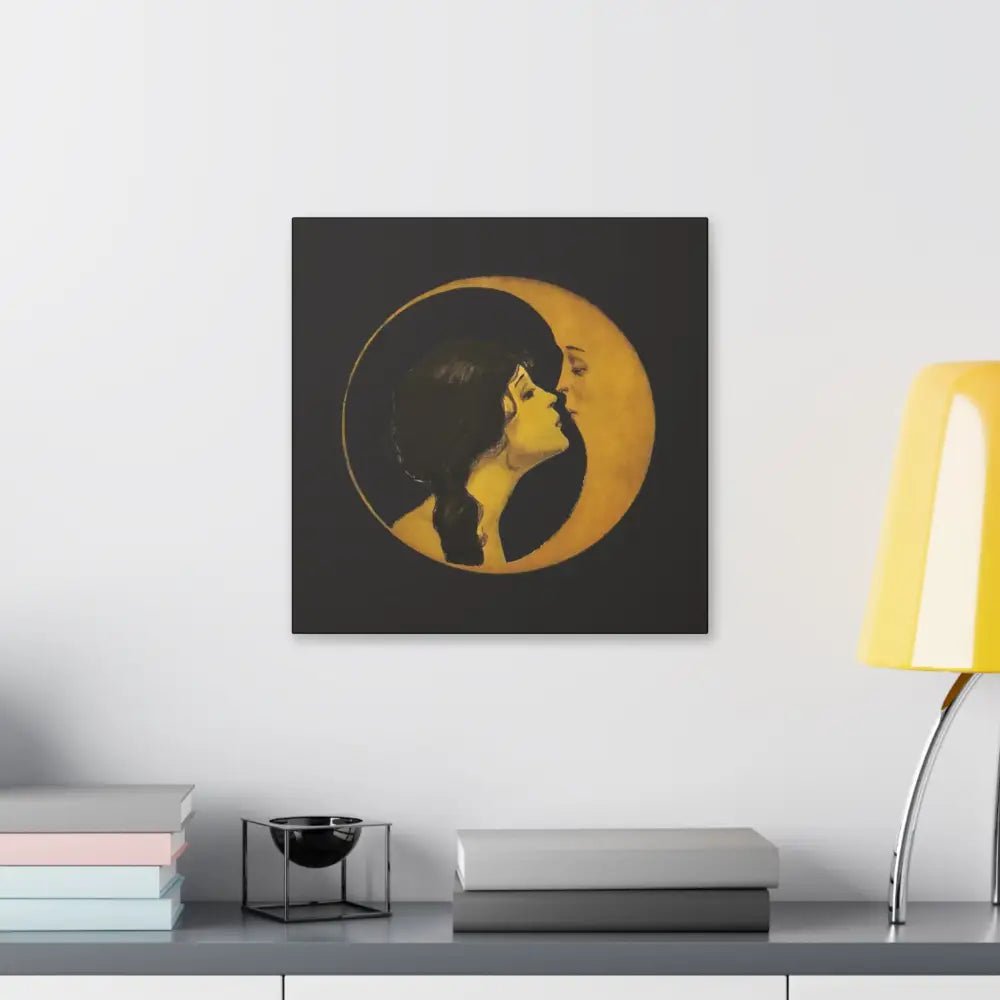 Moonlit Love Stretched Canvas Art, Romantic Wall Decor, Bedroom Art, Gift for Couples, Home Decor, Anniversary Gift - DesignBohemian