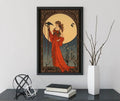 Morrigan Goddess Deco Art Nouveau Poster Red Gold Print by My Store