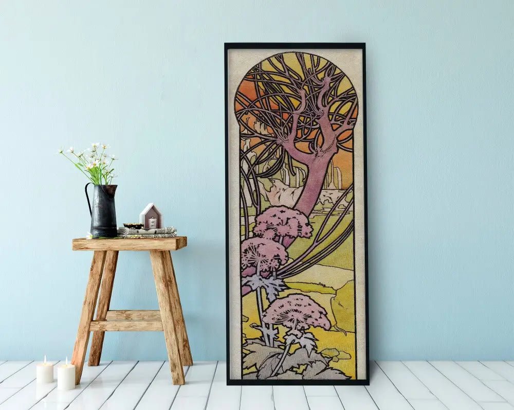 Mucha Art Nouveau Floral Nature Print Long Poster Elegant Bohemian Wall Art for Living Room Decor by My Store