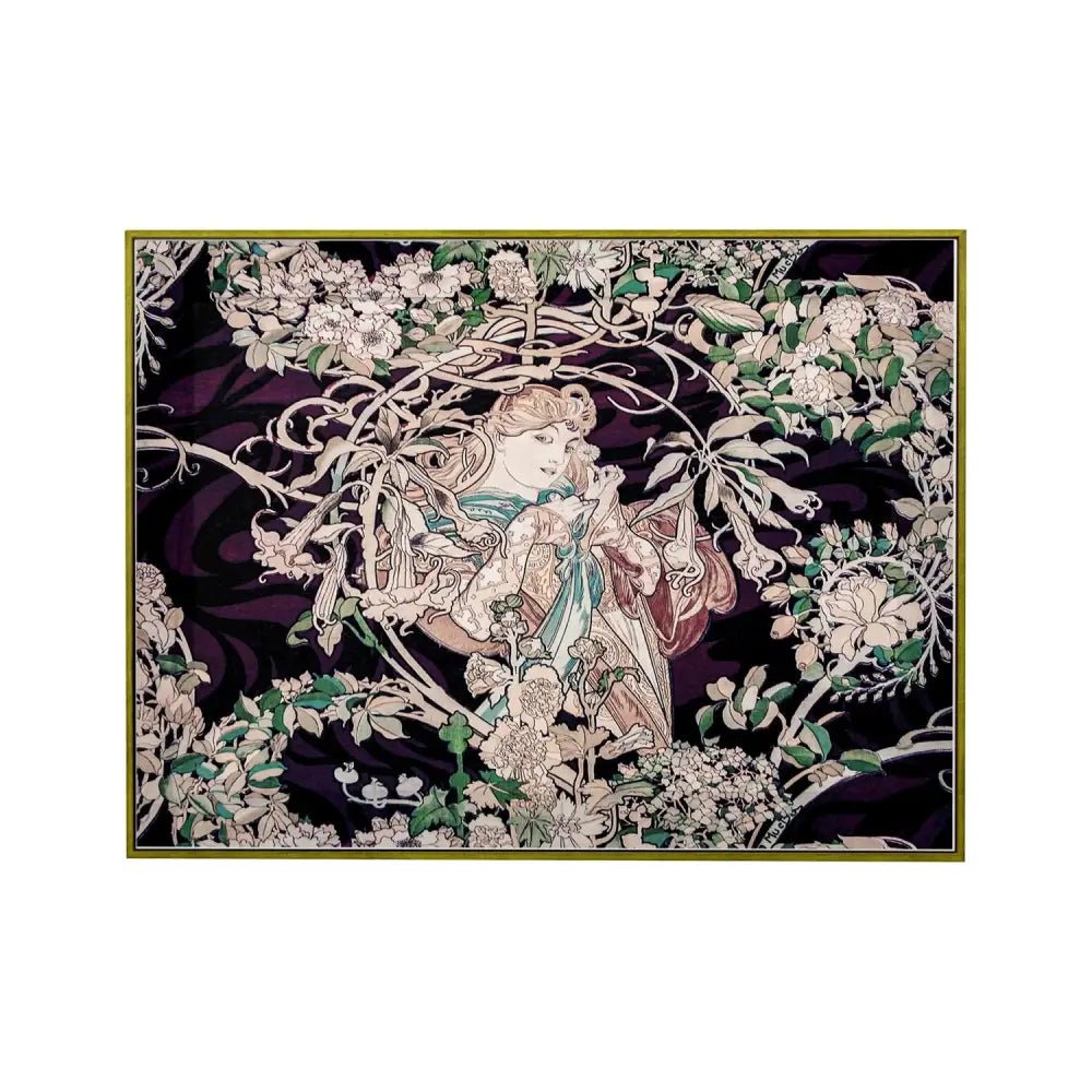 Mucha Art Nouveau Floral Print Dark Purple Vintage Paris Artwork by DesignBohemian