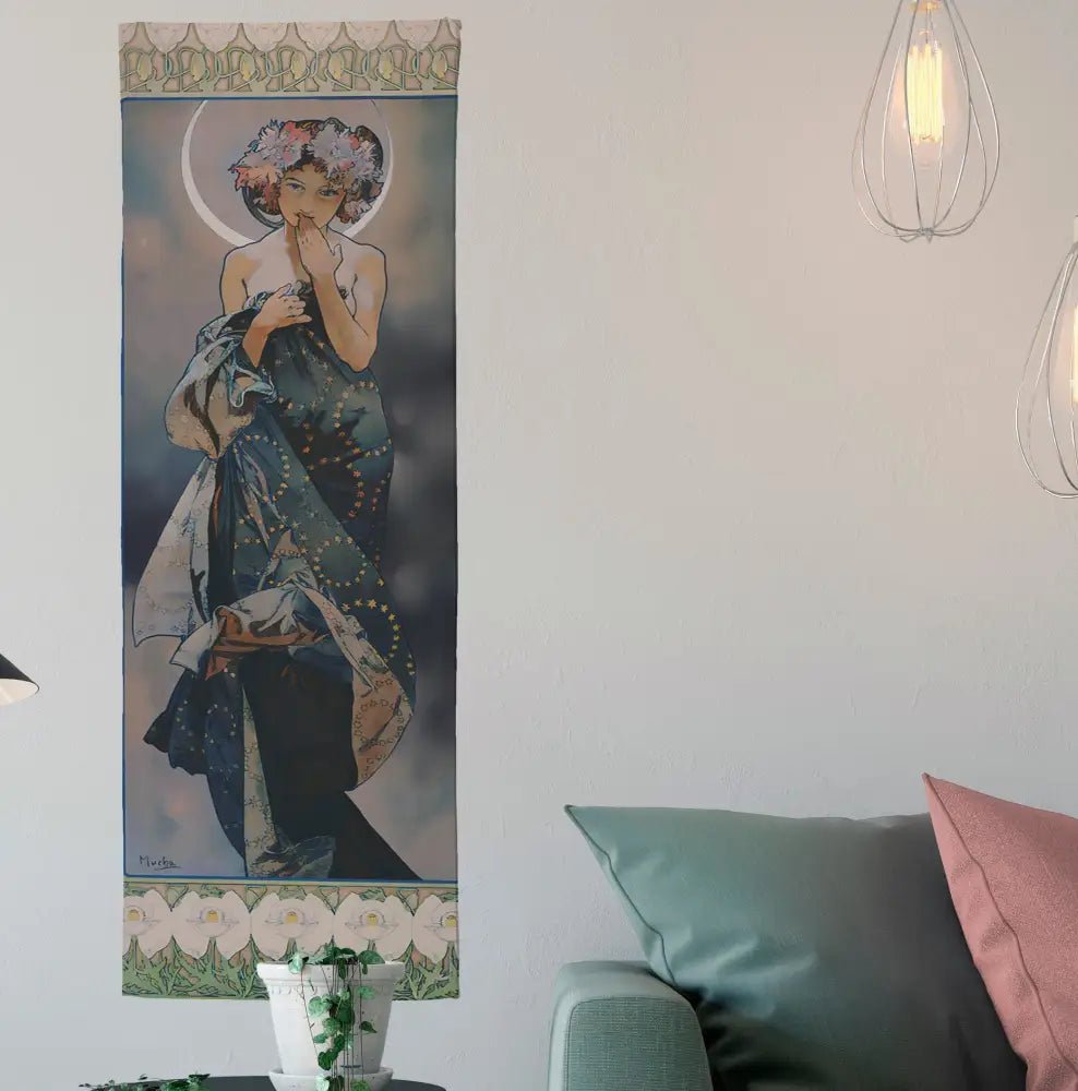 Mucha Art Nouveau Tapestry: Bohemian Cotton Wall Hanging by DesignBohemian