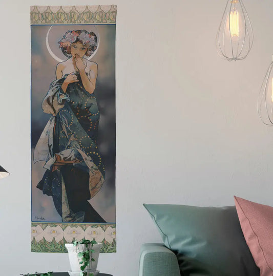 Mucha Art Nouveau Tapestry: Bohemian Cotton Wall Hanging by DesignBohemian