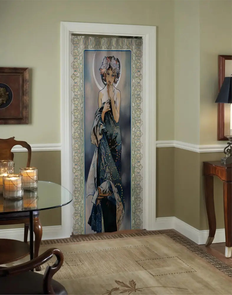 Mucha Curtain - Gypsy Curtain Door Panel Moon Goddess Curtains Nouveau Design Bohemian Art by DesignBohemian