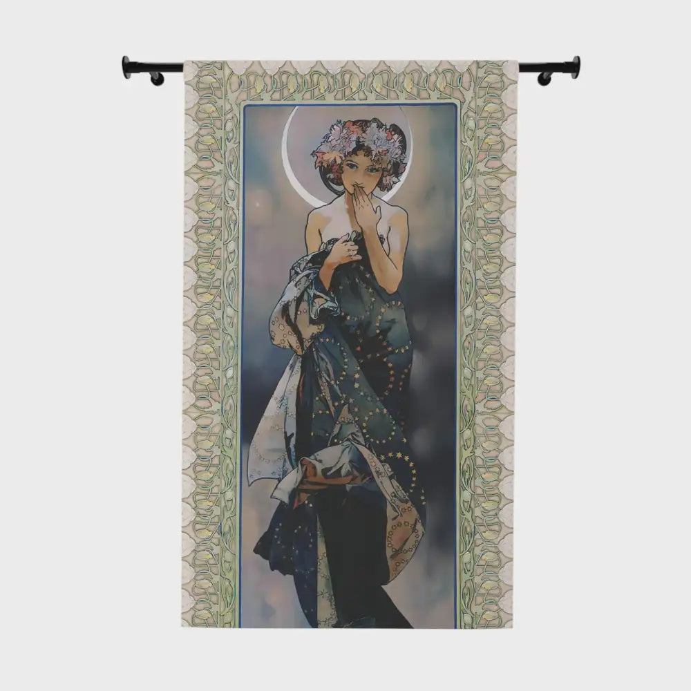 Mucha Curtain - Gypsy Curtain Door Panel Moon Goddess Curtains Nouveau Design Bohemian Art by DesignBohemian