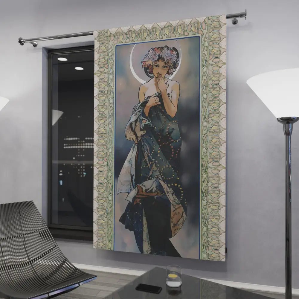 Mucha Curtain - Gypsy Curtain Door Panel Moon Goddess Curtains Nouveau Design Bohemian Art by DesignBohemian