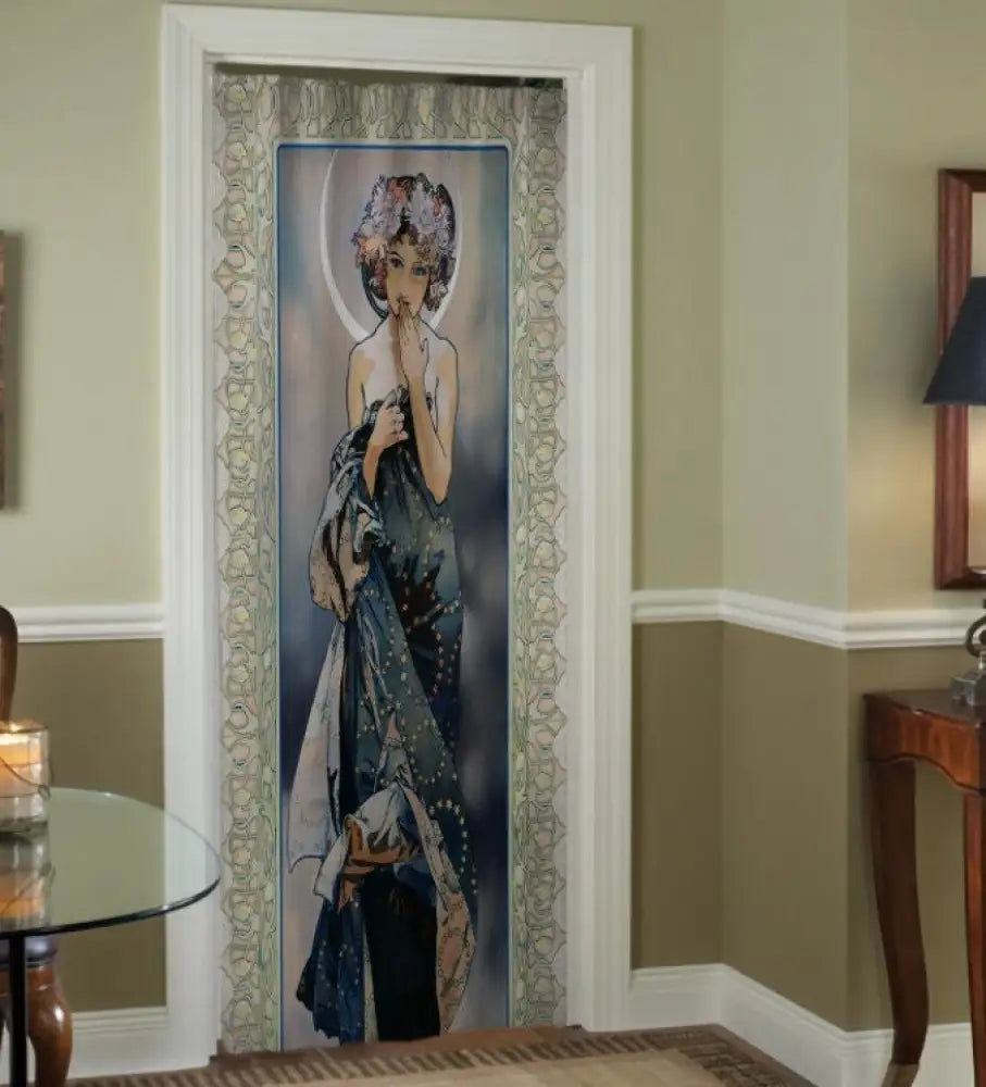 Mucha Curtain - Gypsy Curtain Door Panel Moon Goddess Curtains Nouveau Design Bohemian Art by DesignBohemian