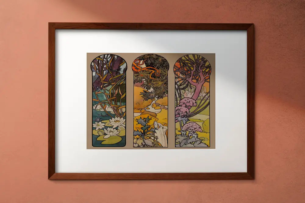 Mucha Floral Art Nouveau Stained Glass Print By Alphonse Mucha For Elegant Wall Decor by My Store