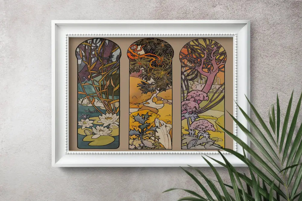 Mucha Floral Art Nouveau Stained Glass Print By Alphonse Mucha For Elegant Wall Decor by My Store