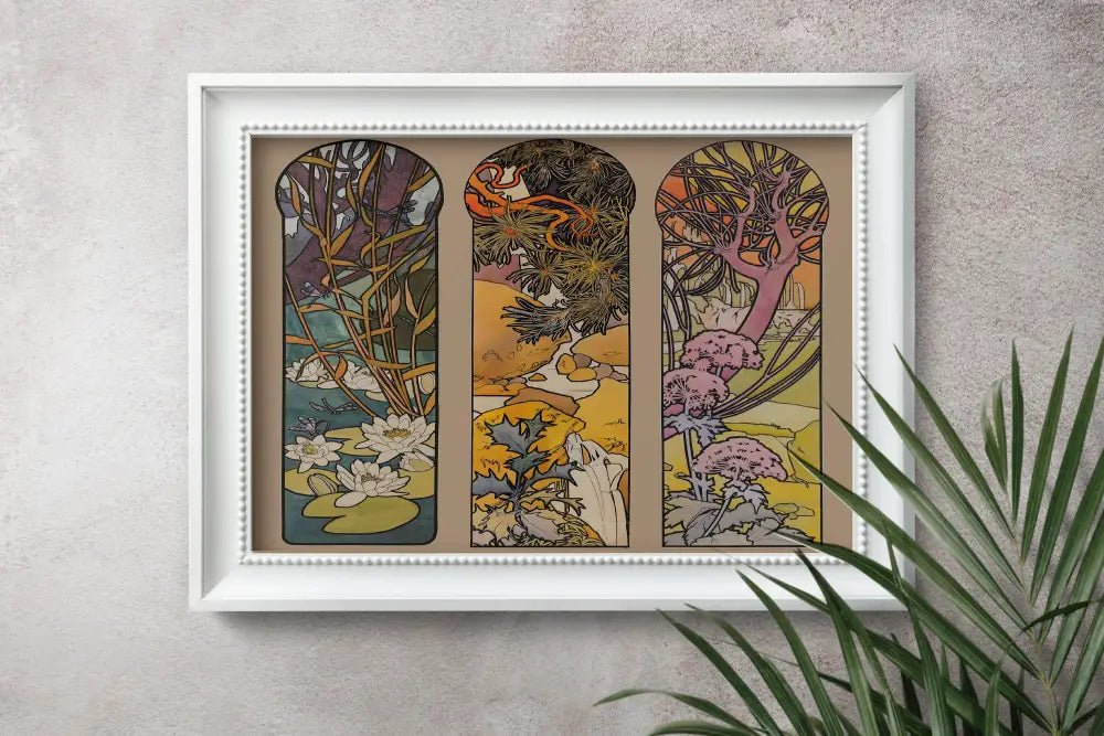 Mucha Floral Art Nouveau Stained Glass Print By Alphonse Mucha For Elegant Wall Decor by My Store