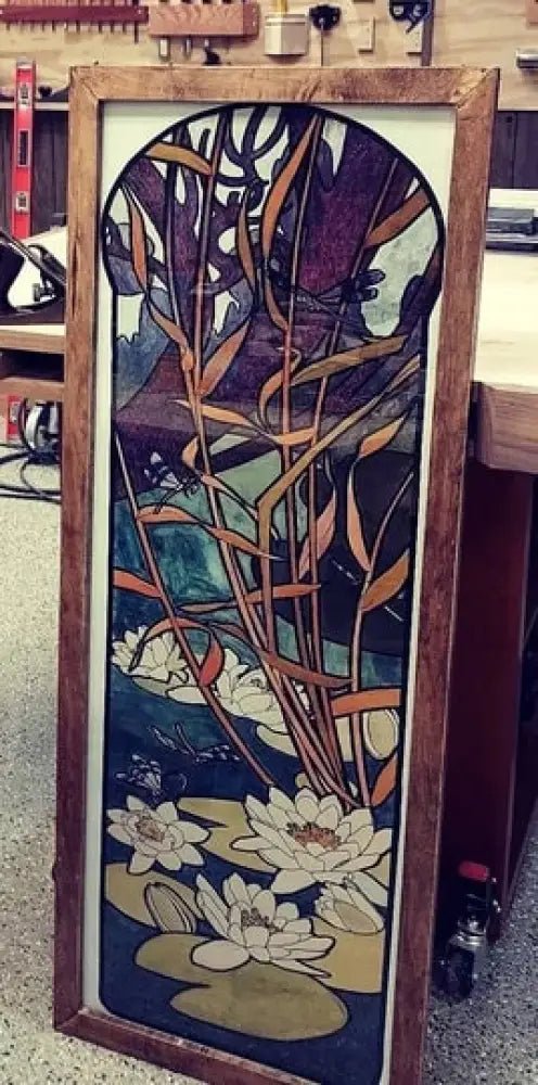 Mucha Inspired Art Nouveau Floral Long Poster Artwork With Lotus Flower Design Edition by My Store
